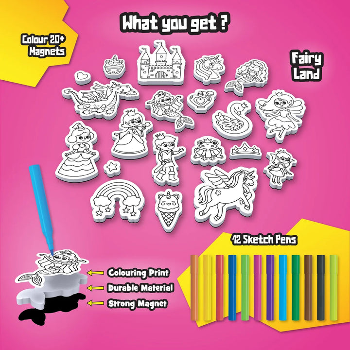 Play Panda MYM Colour & Play - Fairy Land DIY Craft Kit | Make 20+ Magnets