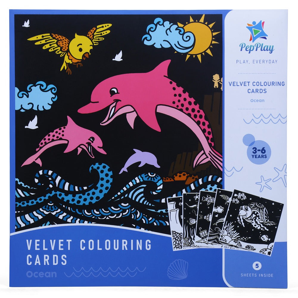 Velvet Colouring Cards - Ocean Theme (4-8 Years)