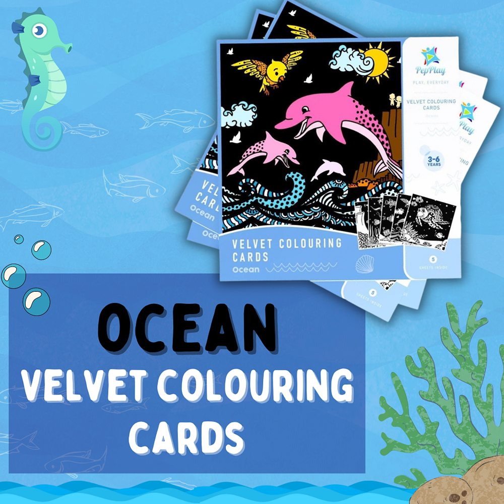 Velvet Colouring Cards - Ocean Theme (4-8 Years)