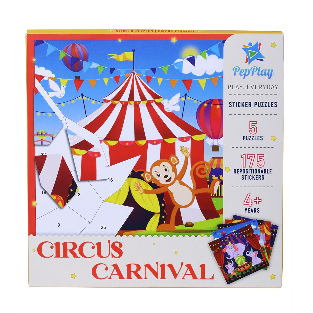 Educational Sticker Puzzle - Circus Carnival (Set of 5 Puzzles)