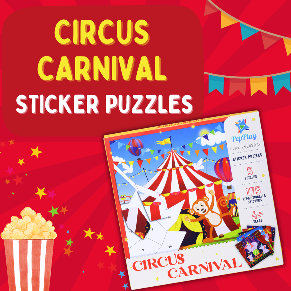 Educational Sticker Puzzle - Circus Carnival (Set of 5 Puzzles)