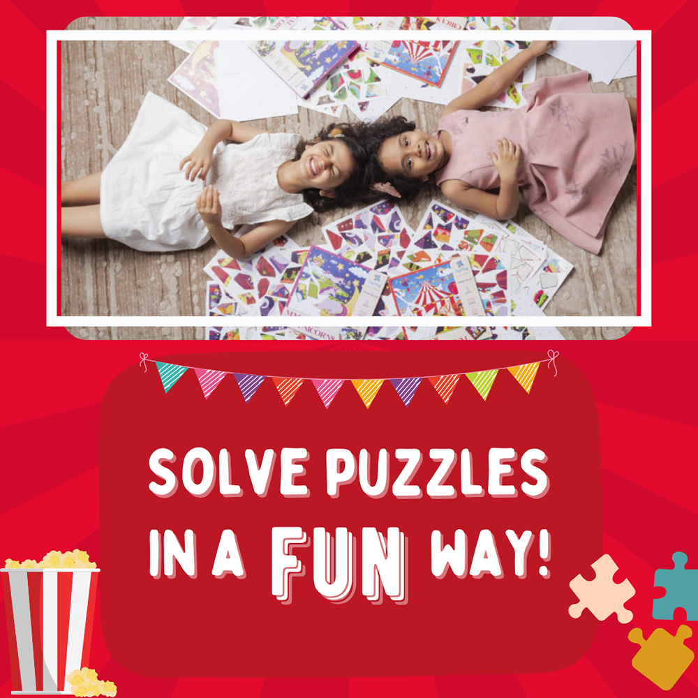 Educational Sticker Puzzle - Circus Carnival (Set of 5 Puzzles)