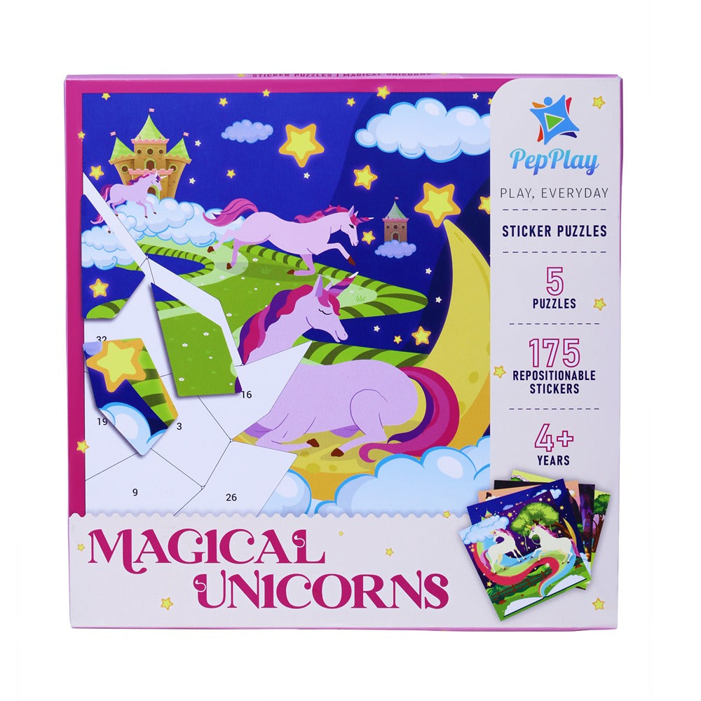 Educational Sticker Puzzle - Magical Unicorn (Set of 5 Puzzles)