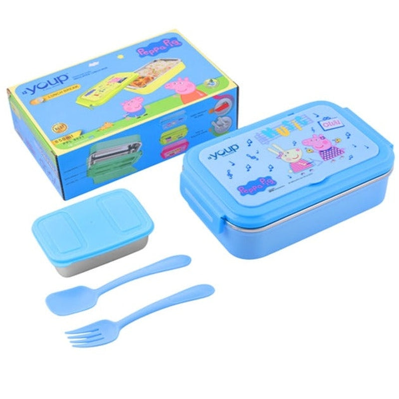 Youp Stainless Steel Blue Color Peppa Pig Kids Lunch Box LUNCH BREAK - 850 ml