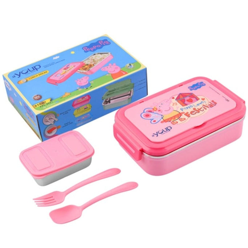 Youp Stainless Steel Pink Color Peppa Pig Kids Lunch Box LUNCH BREAK - 850 ml