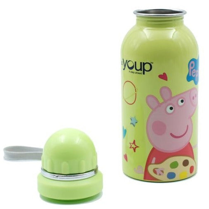 Youp Stainless Steel Green Color Peppa Pig kids Water Bottle HYBRID - 500 ml