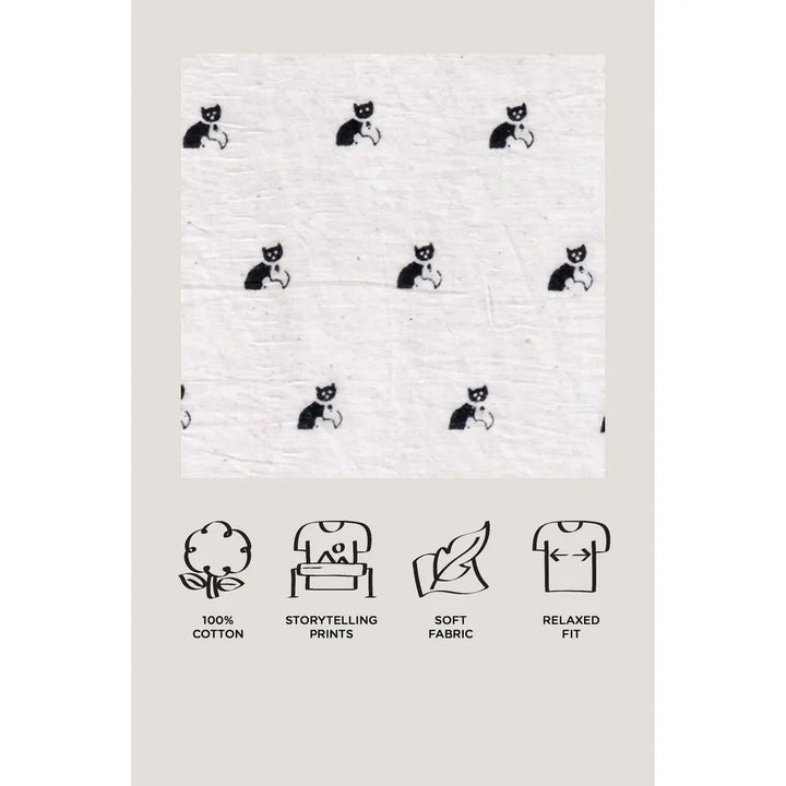 Story Tailor Bell The Cat - Boys Kurta Pajama Set | Beige