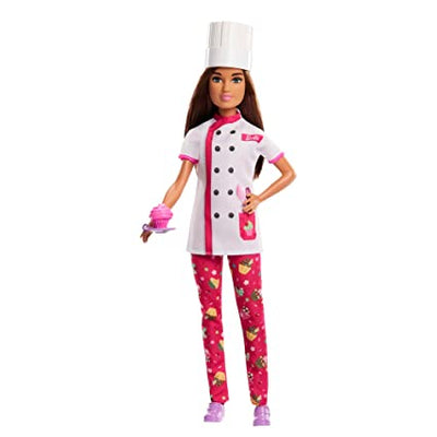 Barbie Doll & Accessories, Career Pastry Chef Doll with Hat, and Cake Slice (IC)