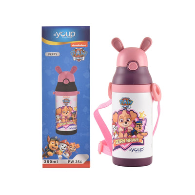 Youp Stainless Steel Insulated Pink Color Paw Patrol Kids Sipper Bottle PEPPY - 350 ml