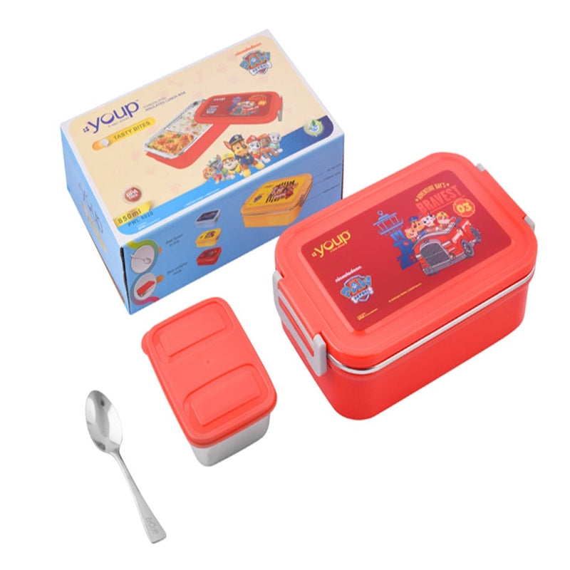 Youp Stainless Steel Red Color Paw Patrol Kids Lunch Box TASTY BITES - 850 ml