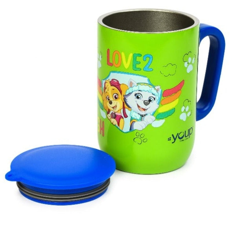 YOUP Stainless Steel Green Color Paw Patrol Mighty Pups Kids Insulated Mug with Cap SORSO-PWM - 320 ml