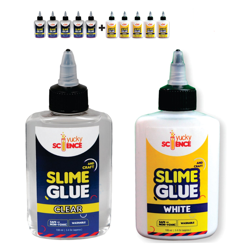 Slime and Craft 5 Bottle White School Glue + 5 Bottle Clear Glue (Pack of 10 Bottles,100 ml Each)