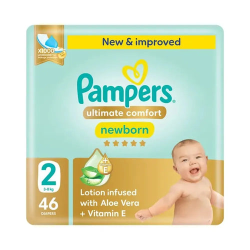 Pampers (Size-2) Ultimate Comfort Newborn Diapers | 46 Pieces | 3-8 kgs
