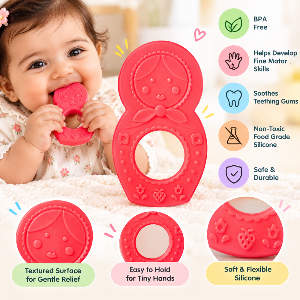 Chanak Medical-Grade Silicone Baby Teether – Pink, Non-Toxic