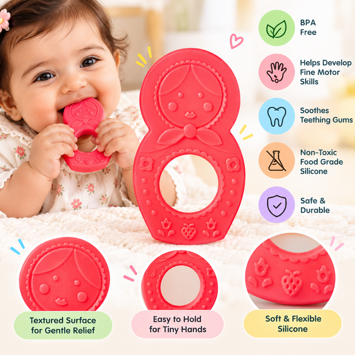Chanak Medical-Grade Silicone Baby Teether – Pink, Non-Toxic