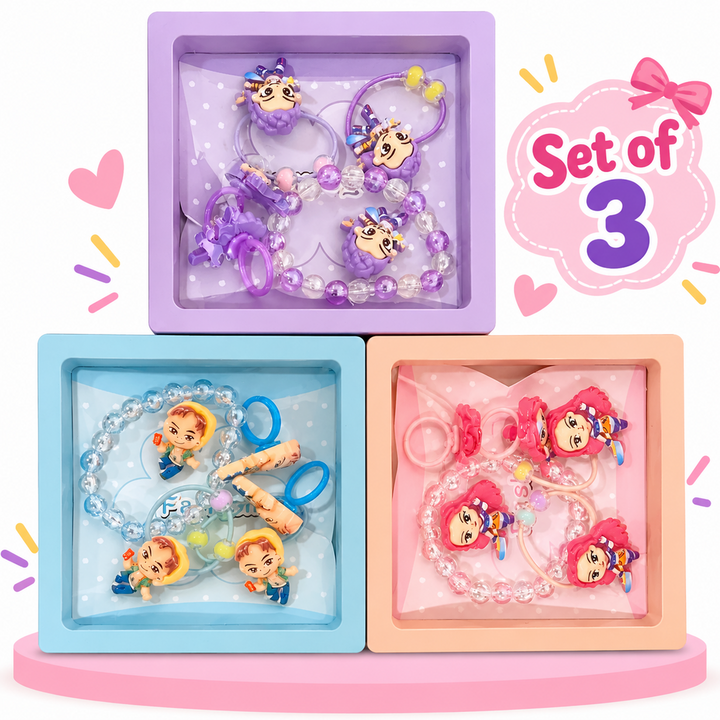 Set of 3 Bracelet, Rubber Band & Ring Gift Boxes | Assorted Colors | Kanya Pujan Gift