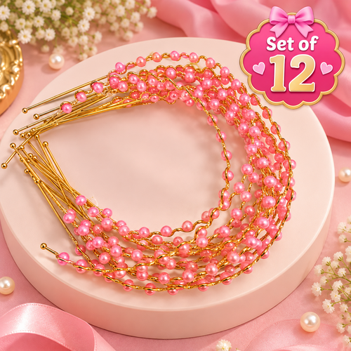 Set of 12 Cute Pink Hair Bands for Girls | Kanya Pujan Gift