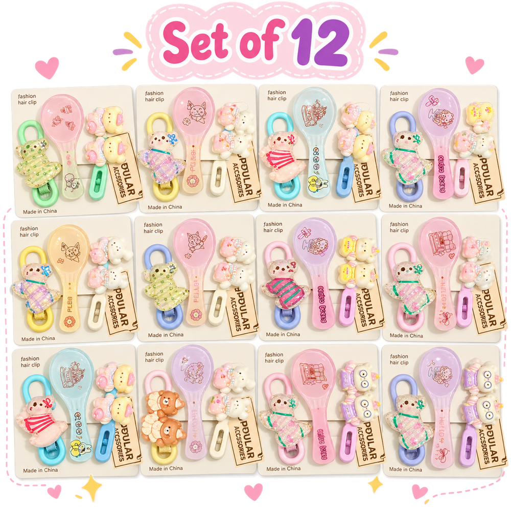 Set of 12 Spoon Design Hair Clips | Kanya Pujan Gift