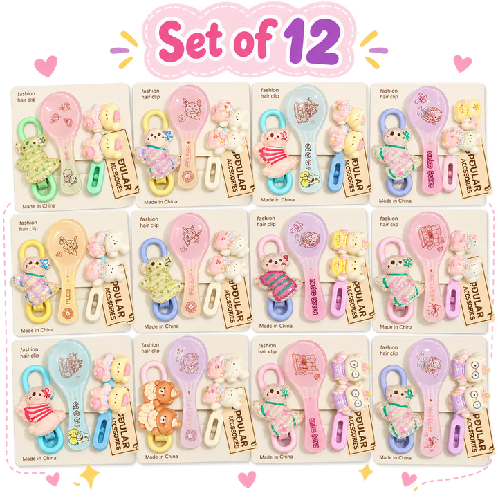 Set of 12 Spoon Design Hair Clips | Kanya Pujan Gift
