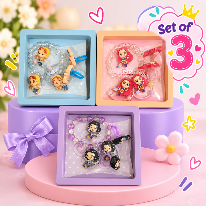 Set of 3 Bracelet, Rubber Band & Ring Gift Boxes | Assorted Colors | Kanya Pujan Gift