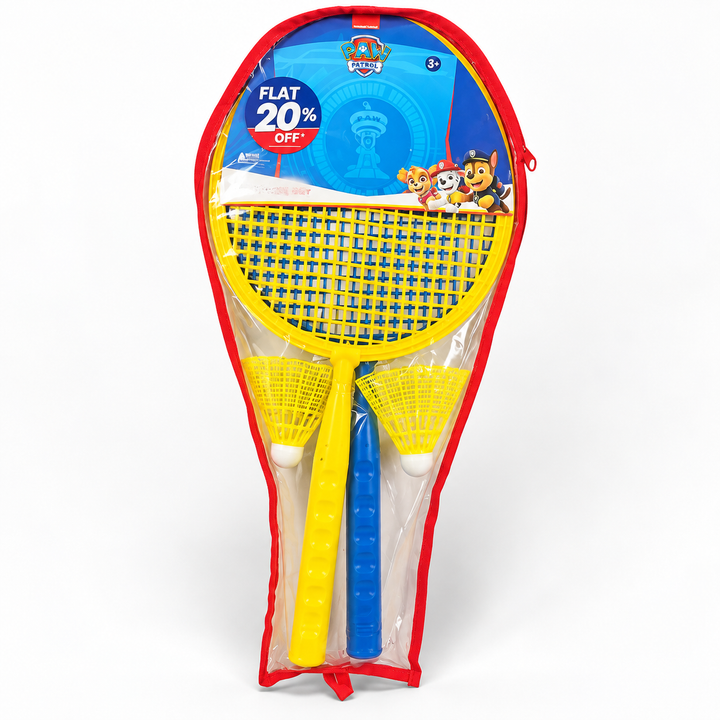 Original Paw Patrol Badminton Set with 2 Shuttlecock | Yellow & Blue
