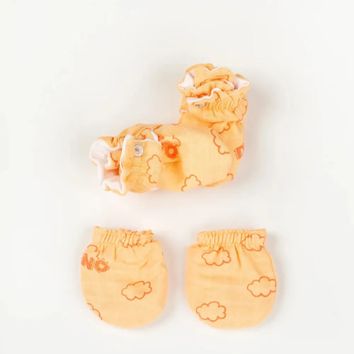 Beelittle Peach Cloud Organic Muslin Mittens and Booties (0-6 Months)