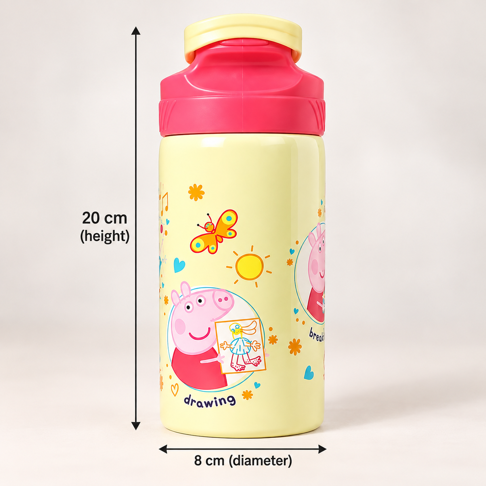 Licensed Peppa Pig Sipper Bottle for Kids | 400 ml | Yellow | Cute & Portable Drinking Bottle