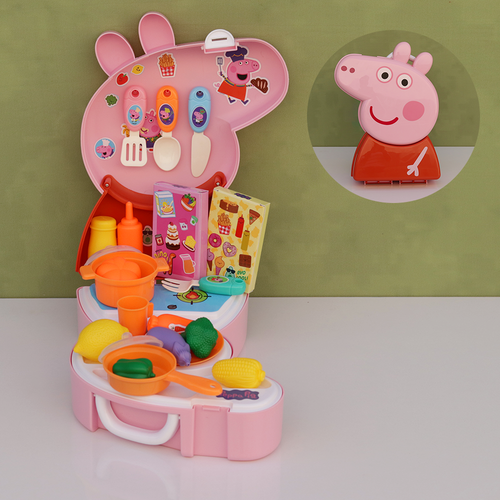 Original Licensed Peppa Pig Backpack Kitchen Set with Kitchen Accessories - 25 Pieces (3-6 Years)