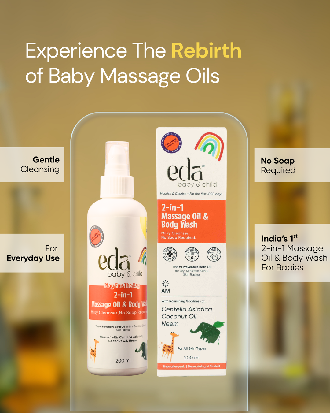 Eda Baby 2-in-1 Massage Oil & Body Wash - 50ml