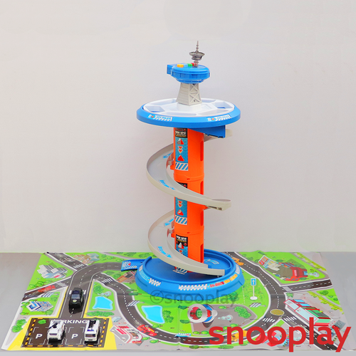 Police Circulation Garage Track Set with 3 Alloy Cars - 26 Pieces (3-8 Years)