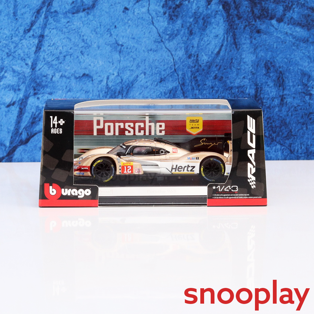 Bburago Original Porsche 963 Licensed Diecast Car | 1:43 Scale (14 Years till Grown Ups) | Gold