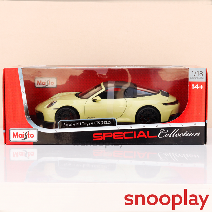 Maisto Original Porsche 911 Targa 4 GTS (992.2) Licensed Diecast Car | 1:18 Scale (14 Years till Grown Ups)