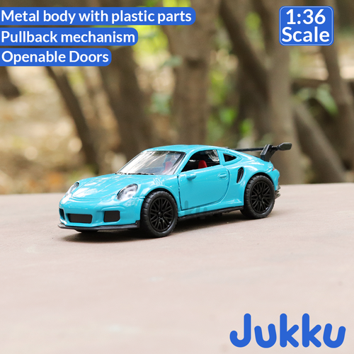 Jukku Resembling Porsche 911 Diecast Car - Pullback, Openable Doors & Bonnet | 1:36 Scale (3 Years till Grown Ups)