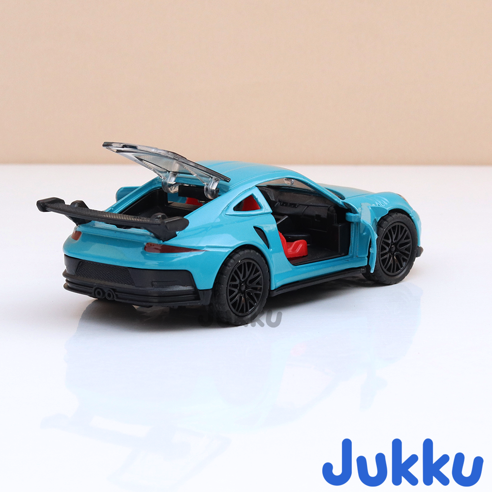 Jukku Resembling Porsche 911 Diecast Car - Pullback, Openable Doors & Bonnet | 1:36 Scale (3 Years till Grown Ups)