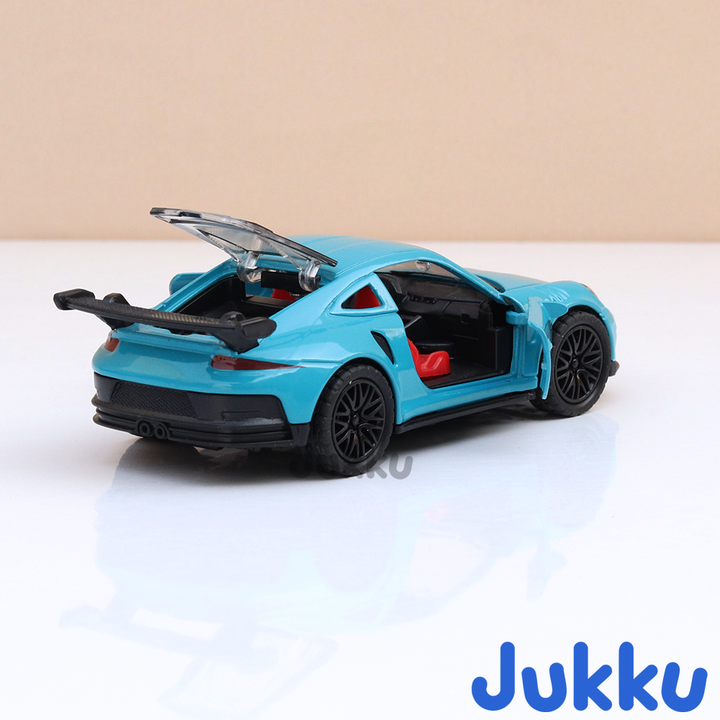Jukku Resembling Porsche 911 Diecast Car - Pullback, Openable Doors & Bonnet | 1:36 Scale (3 Years till Grown Ups)