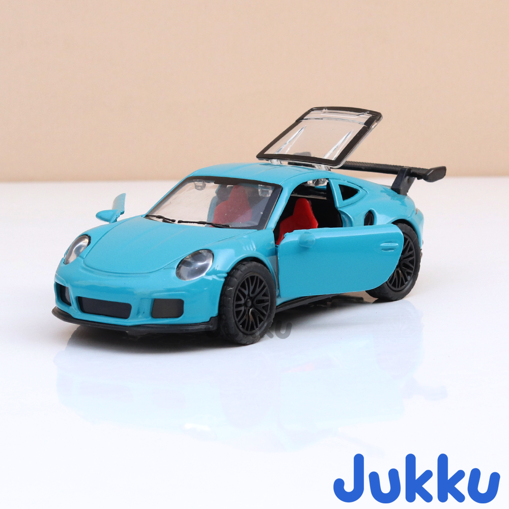 Jukku Resembling Porsche 911 Diecast Car - Pullback, Openable Doors & Bonnet | 1:36 Scale (3 Years till Grown Ups)