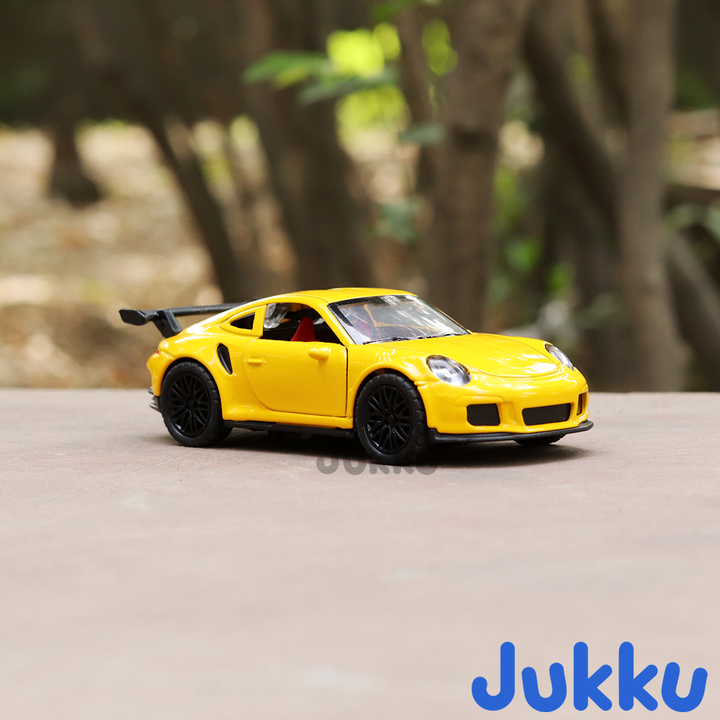 Jukku Resembling Porsche 911 Diecast Car - Pullback, Openable Doors & Bonnet | 1:36 Scale (3 Years till Grown Ups)