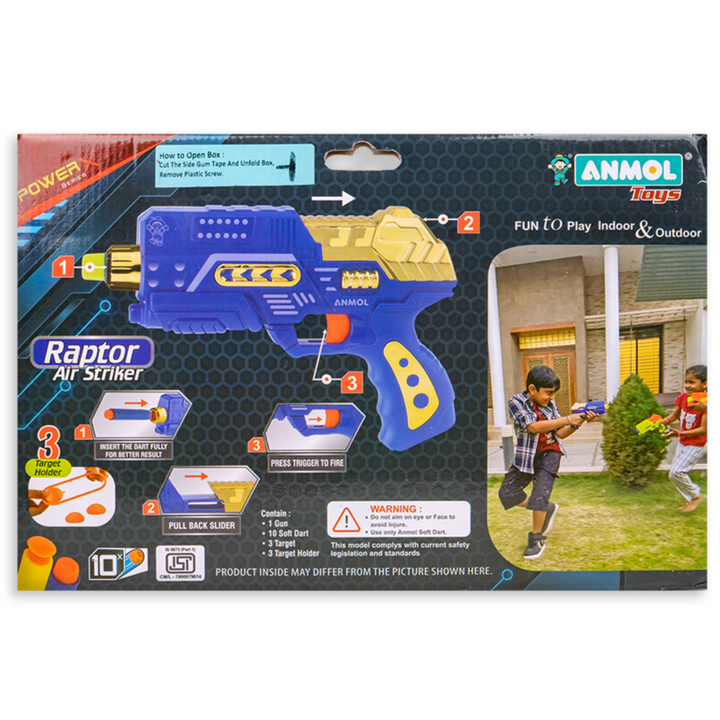 Raptor Air Striker Soft Blaster with 10 Darts (Anmol Toys)