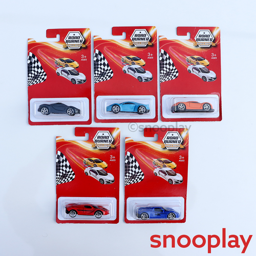 Road Burner Set of 5 Diecast Cars (Resembling Gemera, Quick N Sik, Ambuli, F1, Hypersport) | Scale 1:64 (7 Years till Grown Ups) | [RB-3]