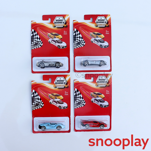 Road Burner Set of 4 Diecast Super Cars (Resembling Spyder, Elva, Ambuli, Manza) | Scale 1:64 (7 Years till Grown Ups) | [RB-4]