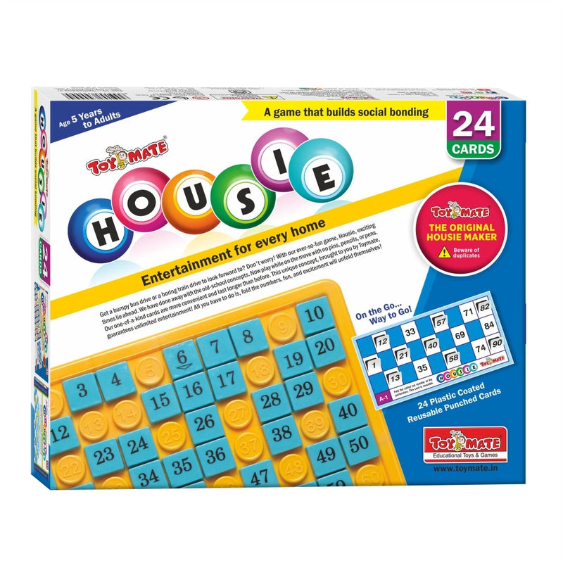 HOUSIE Pack of 24 Reusable Cards- Family Fun Game for Small Gathering - (No pins or Pencils Required)