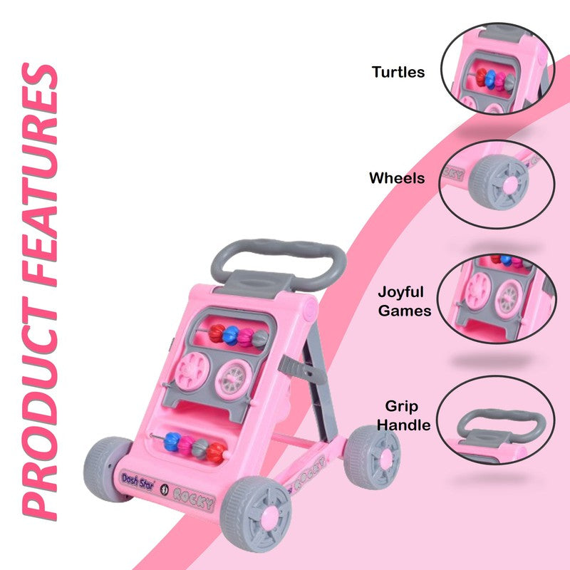 First Step Baby Activity Walker | Activity Runner | Push Walker | Multi-Function Anti-Rollover Folding Walker | Pink | COD Not Available