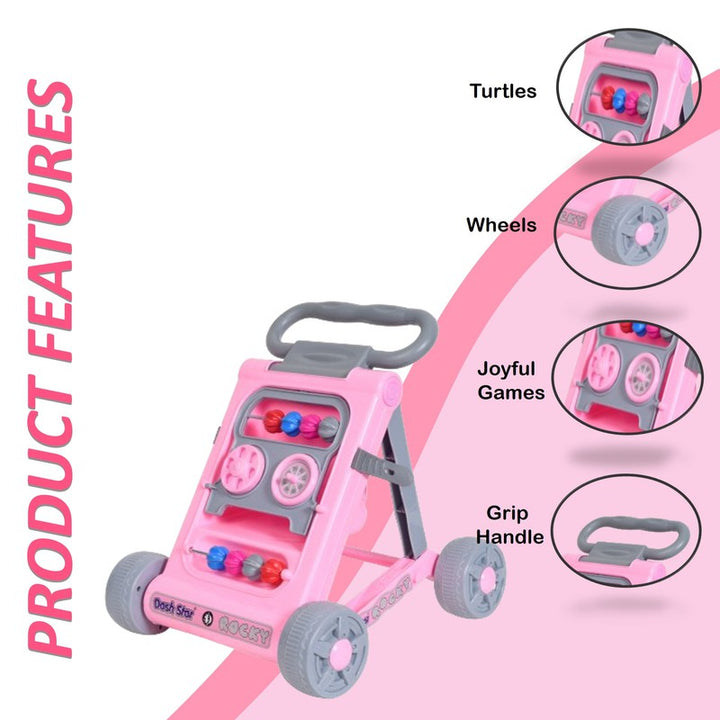 First Step Baby Activity Walker | Activity Runner | Push Walker | Multi-Function Anti-Rollover Folding Walker | Pink | COD Not Available