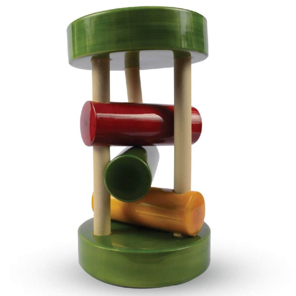 Wooden Rolling Rattle (Assorted Colours)
