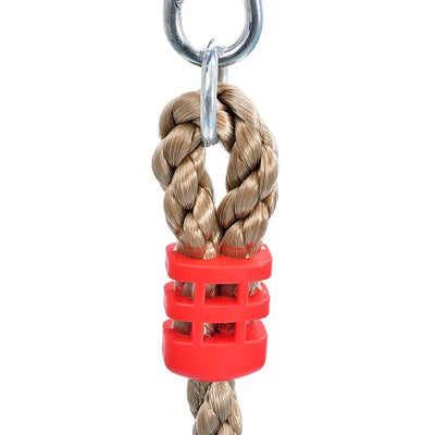 5 Plastic Knots 6.5ft Climbing Rope with Carabiner Hook | Ideal for Tree Houses and Climbing Frames - Red