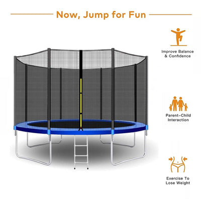 12 Feet Trampoline with Enclosure Safety Net & Jumping Pad - COD Not Available