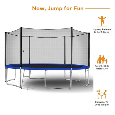 14 Feet Trampoline with Enclosure Safety Net & Jumping Pad - COD Not Available