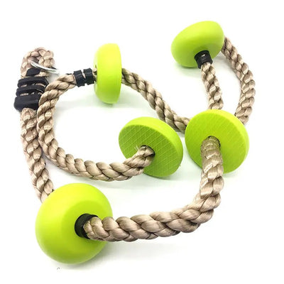 5 Plastic Knots 6.5ft Climbing Rope with Carabiner Hook | Ideal for Tree Houses and Climbing Frames - Green