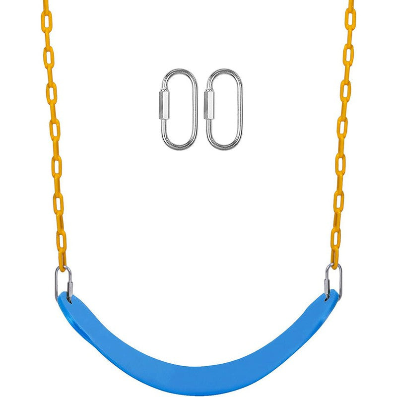 Flexible Swing Seat with 2 Meter Plastic Coated Chain - Blue and Yellow