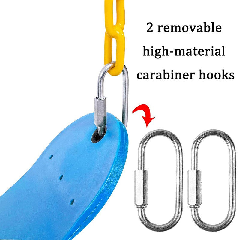 Flexible Swing Seat with 2 Meter Plastic Coated Chain - Blue and Yellow